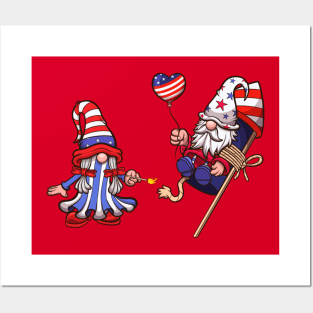 Male And Female 4th Of July Gnome Posters and Art